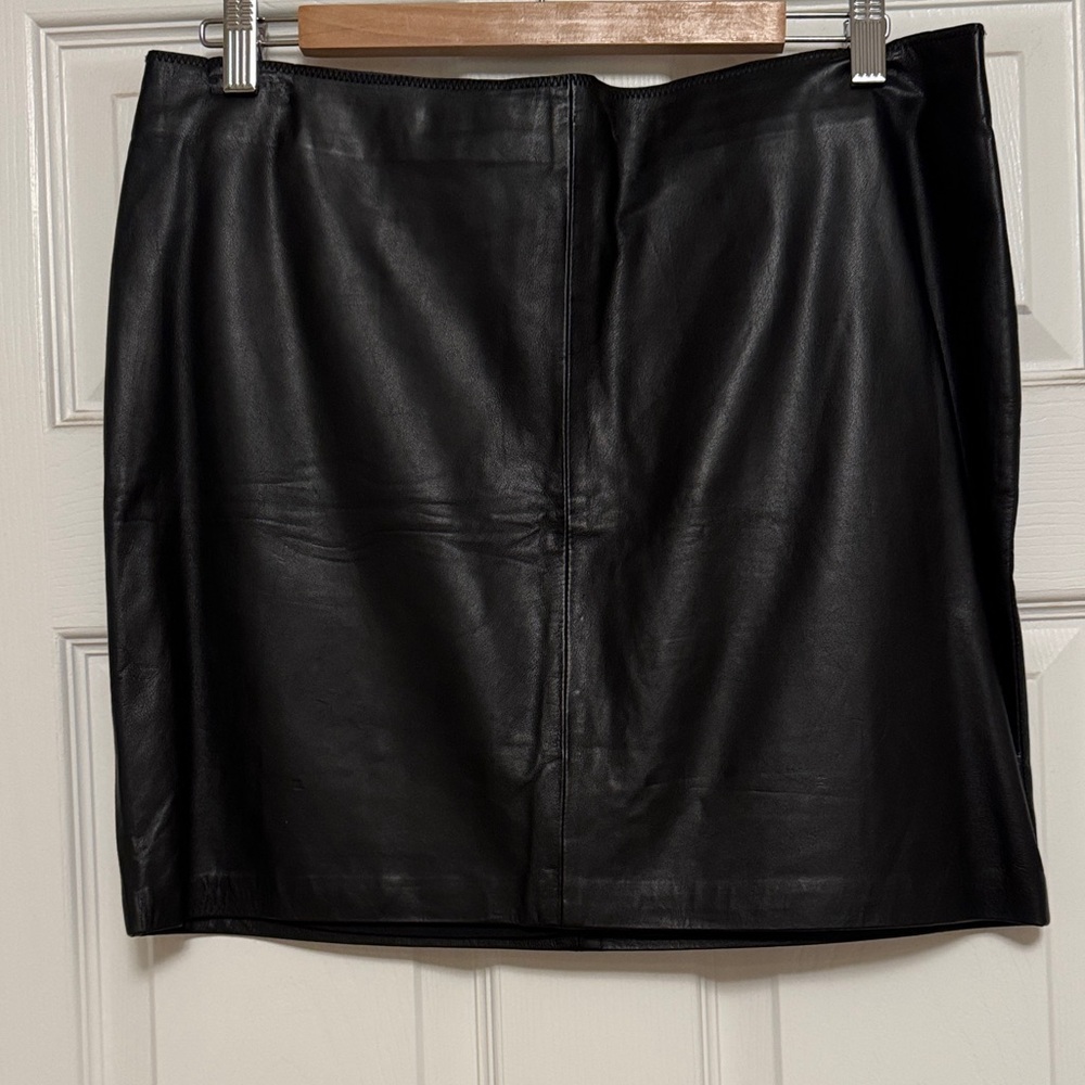 Kookai Black Leather Pencil Skirt